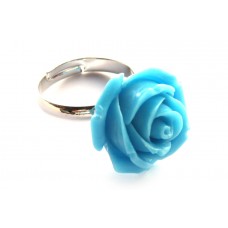 Ring verstelbaar met aquablauw roos